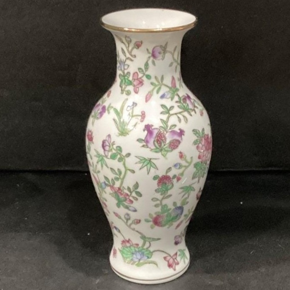 Nora Fenton Designs Mille Fleur Decorated Porcelain Asian Vase 308-1 Vintage - Picture 8 of 11